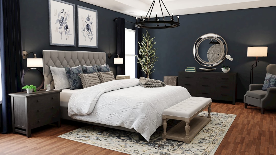 Classic hardwood bedroom furniture set with coordinated pieces