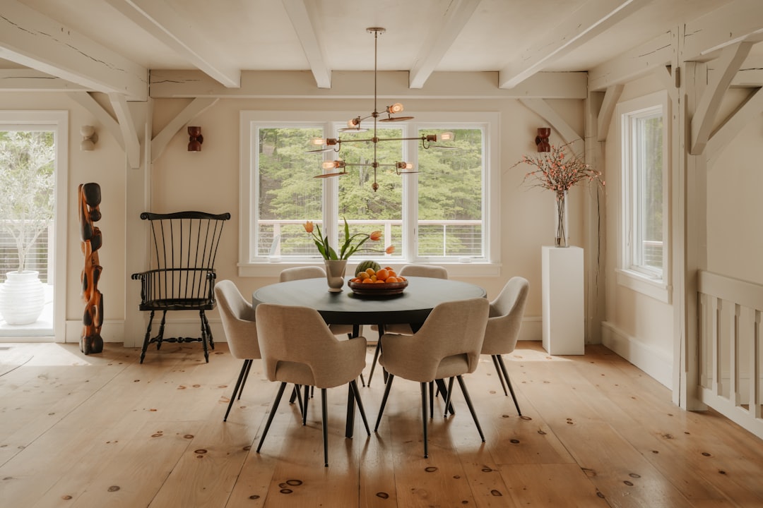 Elegant hardwood dining table with natural wood grain details